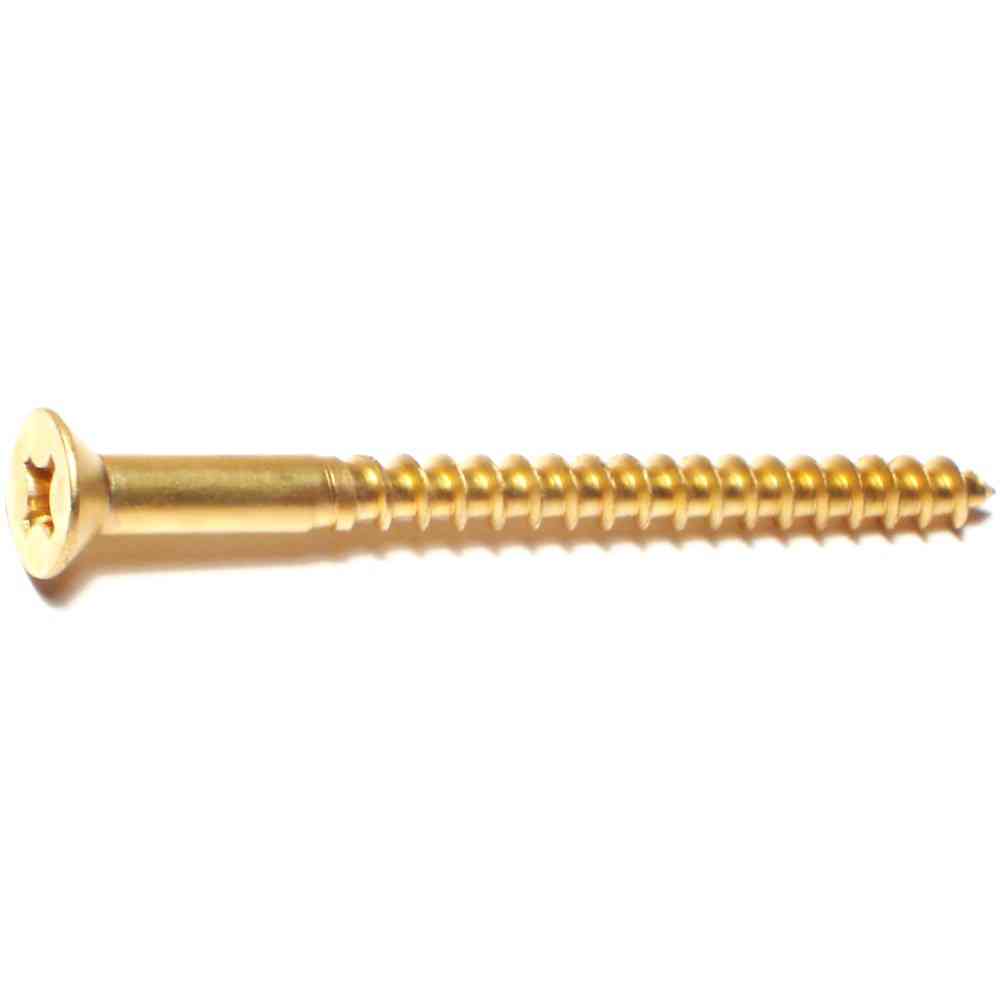 Main 1 - Phillips Flat Wood Screws #10X2-1/2" Brass 15/pk - San Antonio Retail