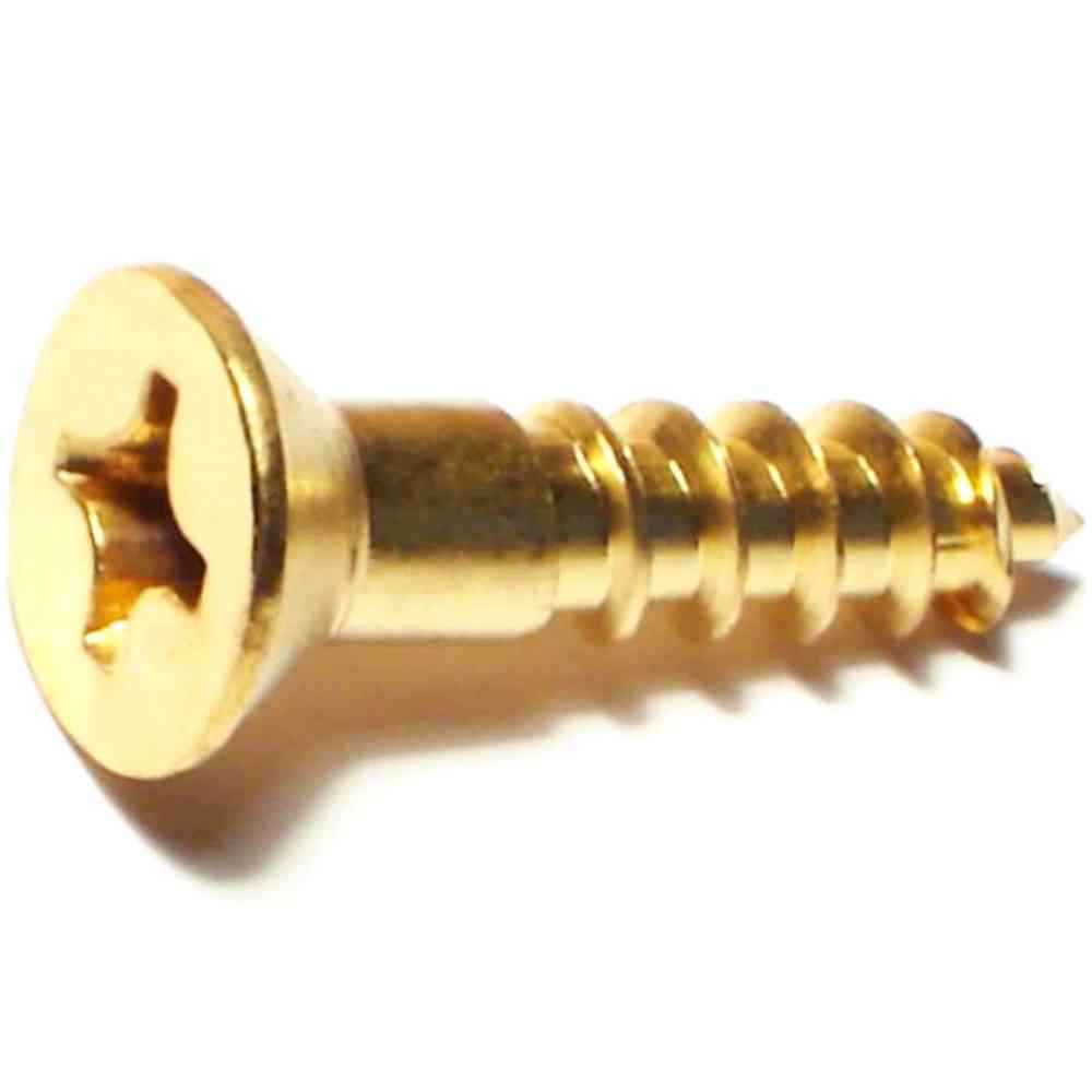 Main 1 - Phillips Flat Wood Screws #12X1" Brass 30/pk - San Antonio Retail