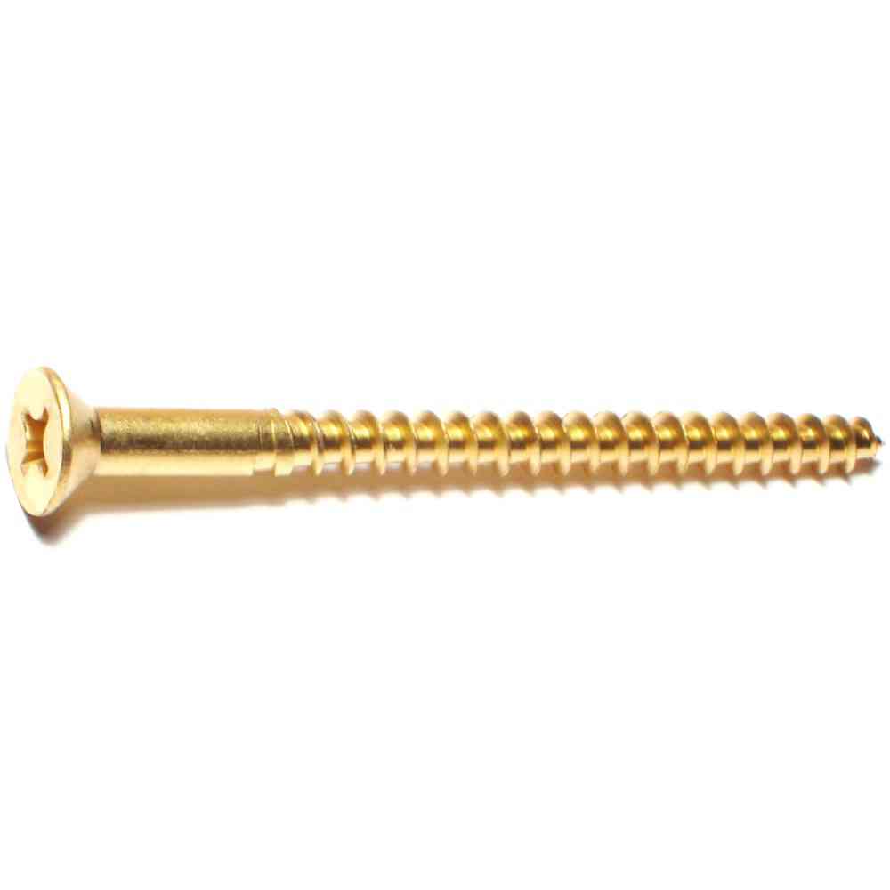 Main 1 - Phillips Flat Wood Screws #12X3" Brass 15/pk - San Antonio Retail