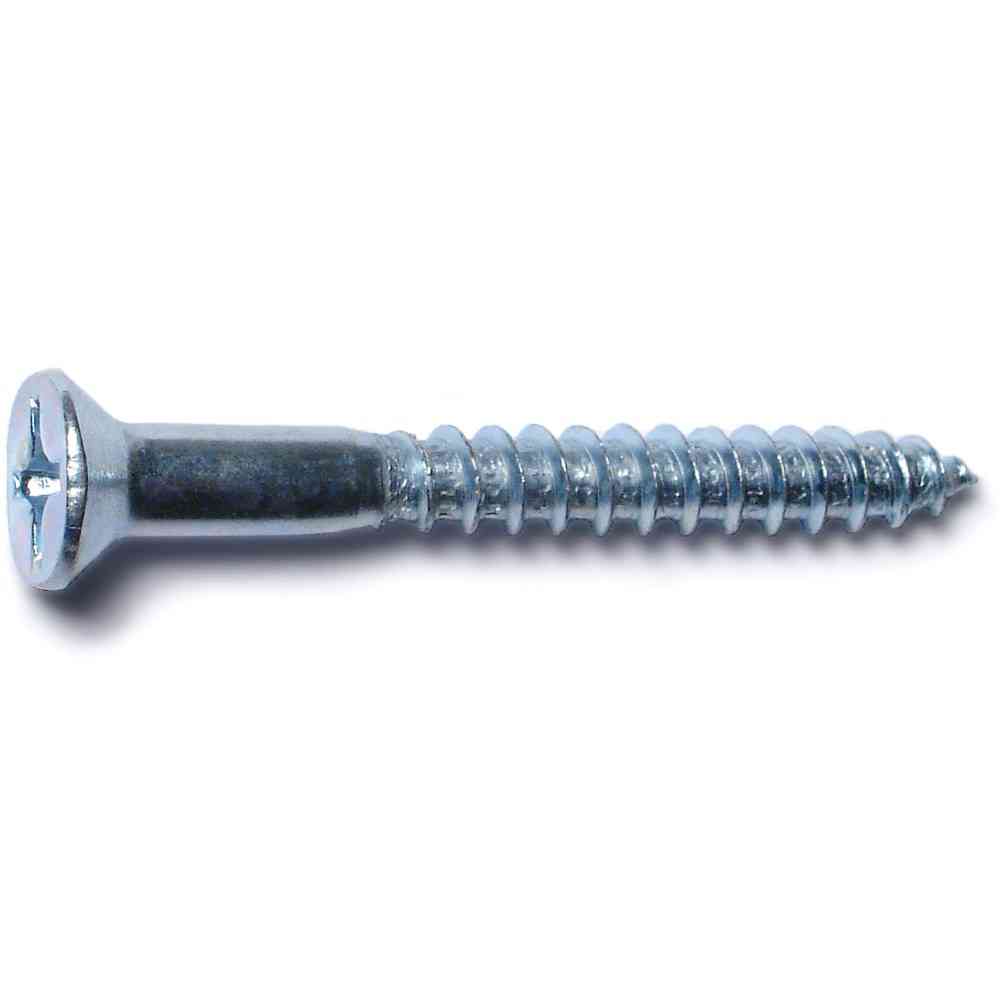 Main 1 - Phillips Flat Wood Screws #12X2" Zinc 4/pk - San Antonio Retail