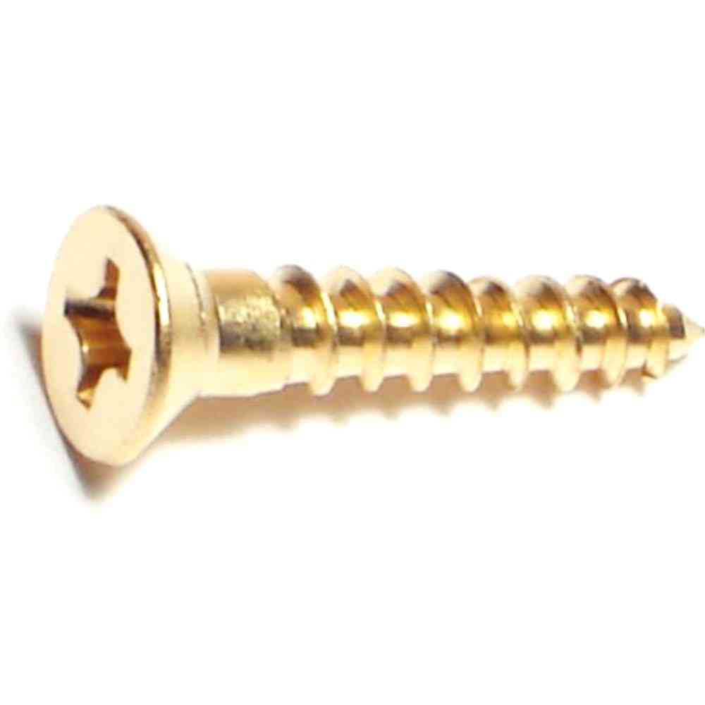 Main 1 - Phillips Flat Wood Screws #6X3/4" Brass 8/pk - San Antonio Retail