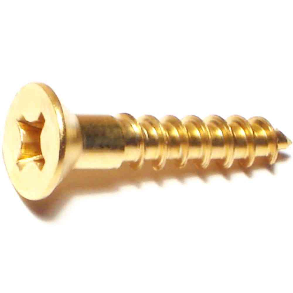 Main 1 - Phillips Flat Wood Screws #10X1" Brass 3/pk - San Antonio Retail