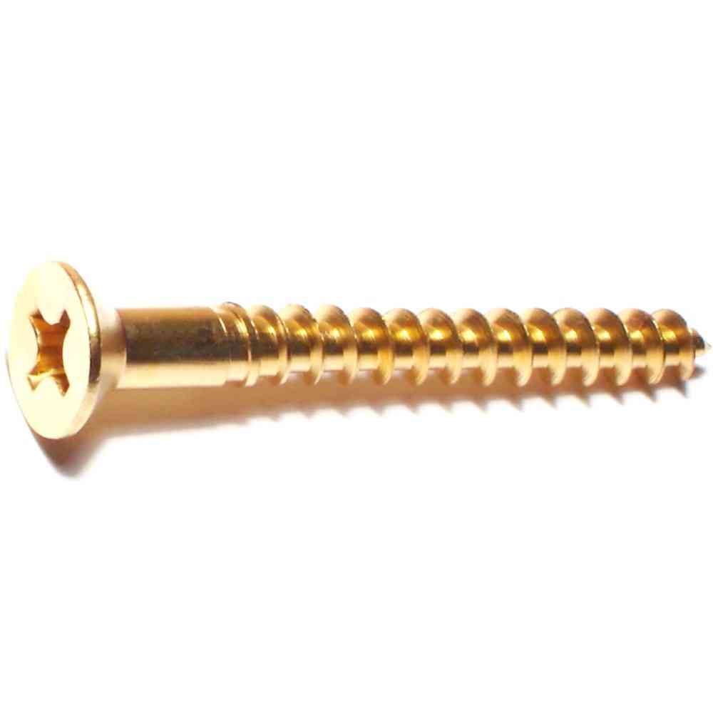 Main 1 - Phillips Flat Wood Screws #12X2" Brass 2/pk - San Antonio Retail