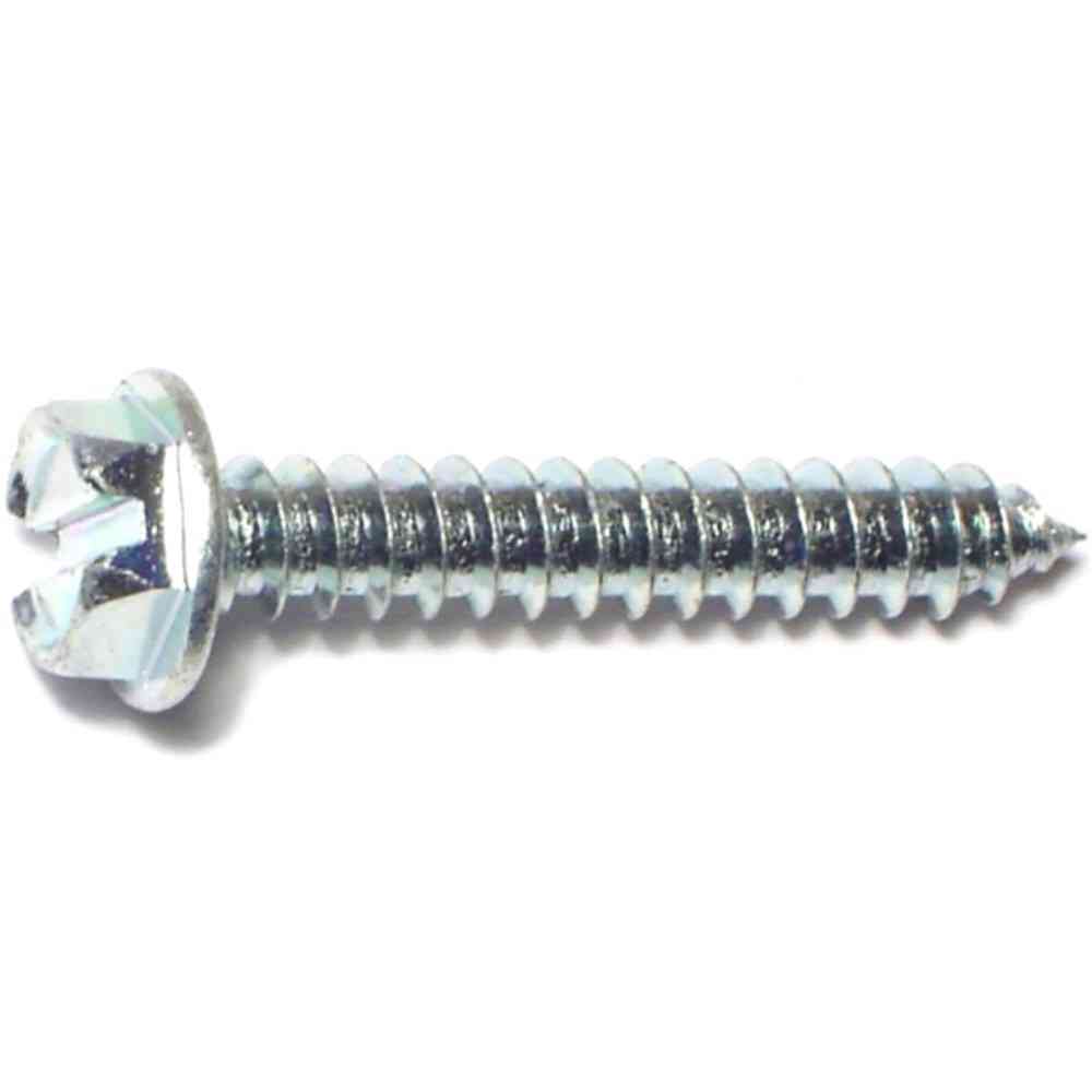 Main 1 - Slotted Hex Washer Sheet Metal Screws #8X1" Zinc 10/pk - San Antonio Retail