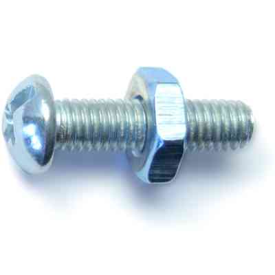 Combo Round Machine Screws w/ Nuts #10-32X3/4" Zinc 10/pk  - San Antonio Retail