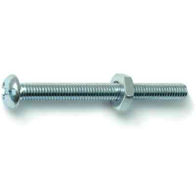 Combo Round Machine Screws w/ Nuts #10-32X2" Zinc 4/pk - San Antonio Retail