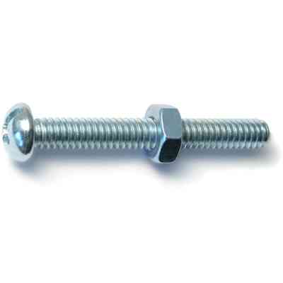 Combo Round Machine Screws w/ Nuts 1/4"-20X2" Zinc 4/pk - San Antonio Retail