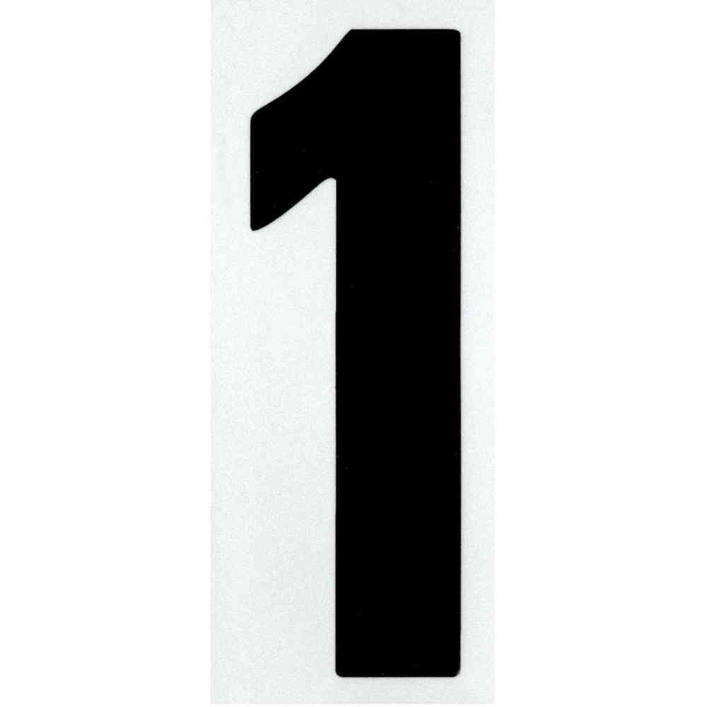 Main 1 - Straight Reflective Number, 6", Character: 1, Black - San Antonio Retail