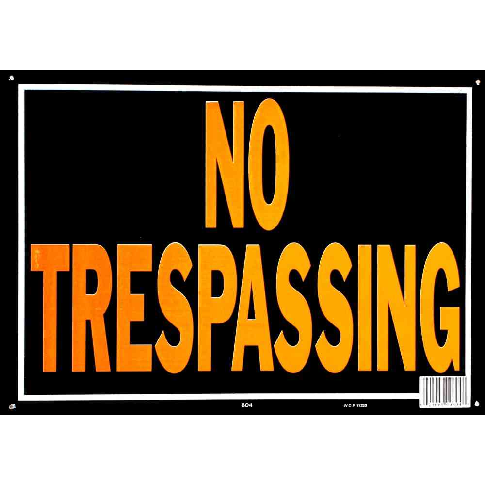Main 1 - Sign, No Trespassing, 10x14, Orange & Black, Aluminum - San Antonio Retail
