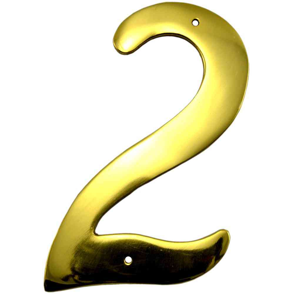 Main 1 - Brass Thin House Number, 4", Character: 2 - San Antonio Retail