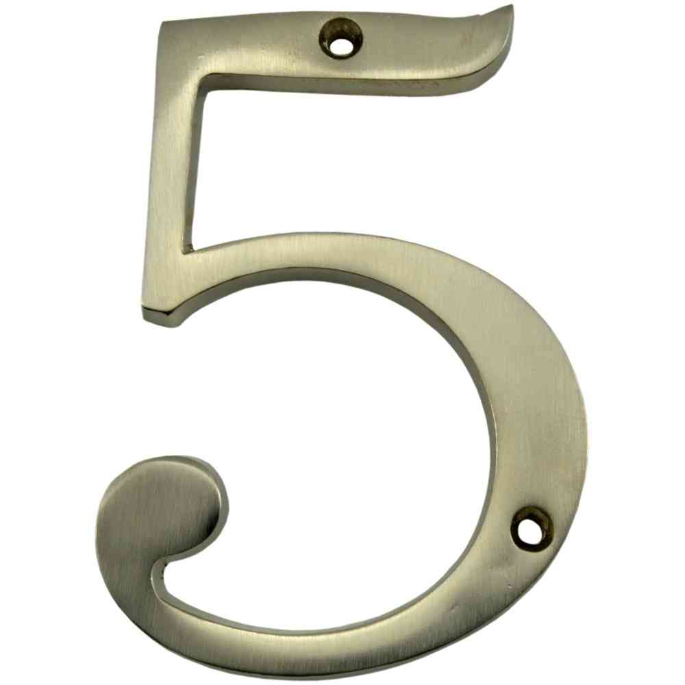 Main 1 - Nickel/Chrome House Number, 4", Character: 5 - San Antonio Retail