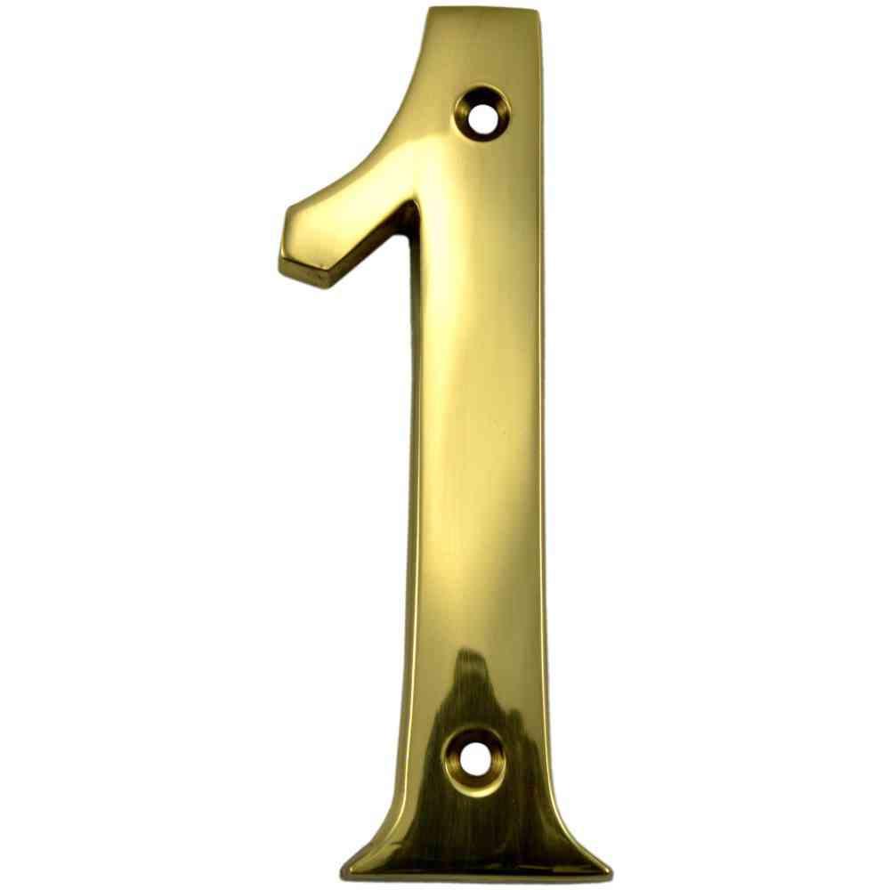 Main 1 - Brass House Number, 4", Character: 1 - San Antonio Retail