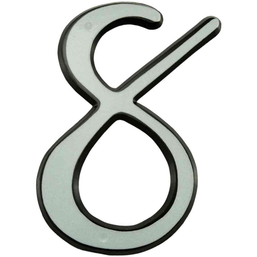 Main 1 - Reflective House Number, 4", Character: 8, White - San Antonio Retail