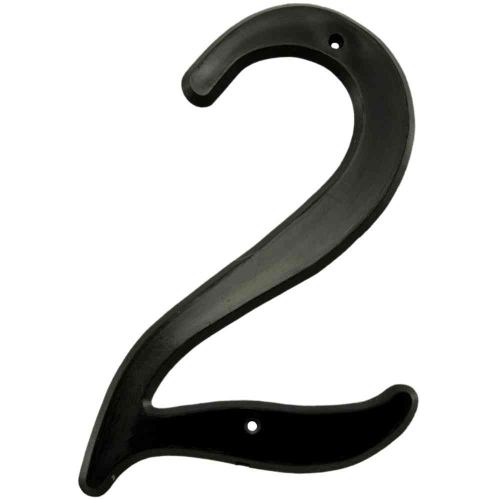 Main 1 - Plastic House Number, 4", Character: 2, Black - San Antonio Retail
