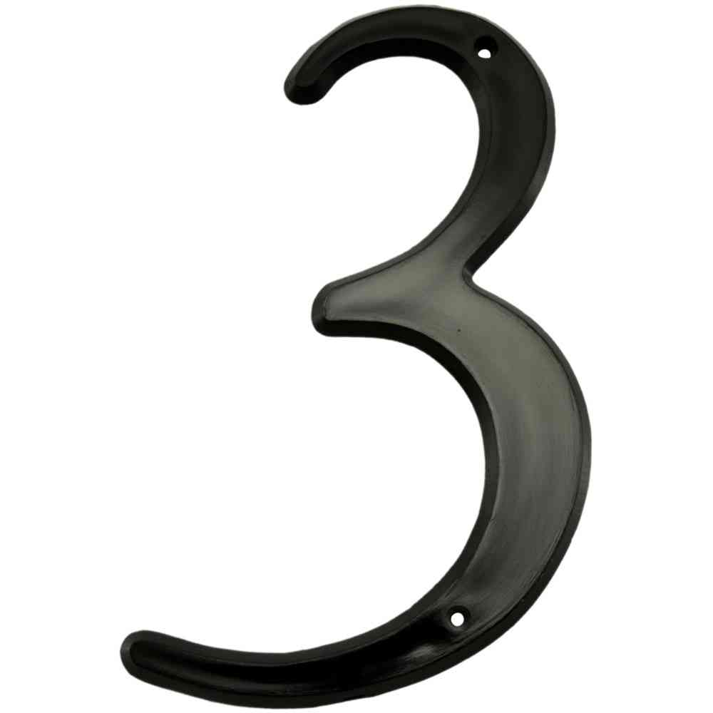 Main 1 - Plastic House Number, 4", Character: 3, Black - San Antonio Retail