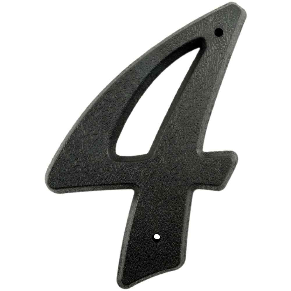 Main 1 - Plastic House Number, 5-1/4", Character: 4, Black - San Antonio Retail