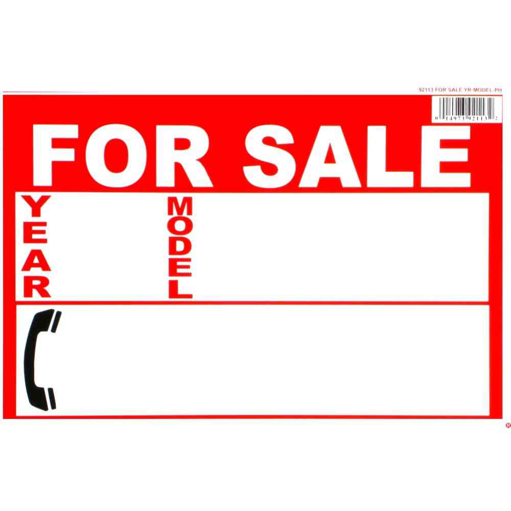 Main 1 - Sign, For Sale Year/Model, 8x12, Red & White, Styrene - San Antonio Retail