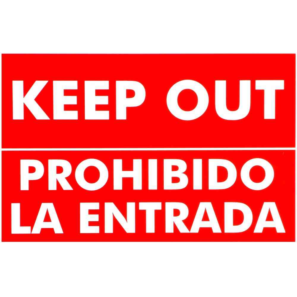 Main 1 - Sign, Keep Out English/Spanish, 8x12, Red & White, Styrene - San Antonio Retail