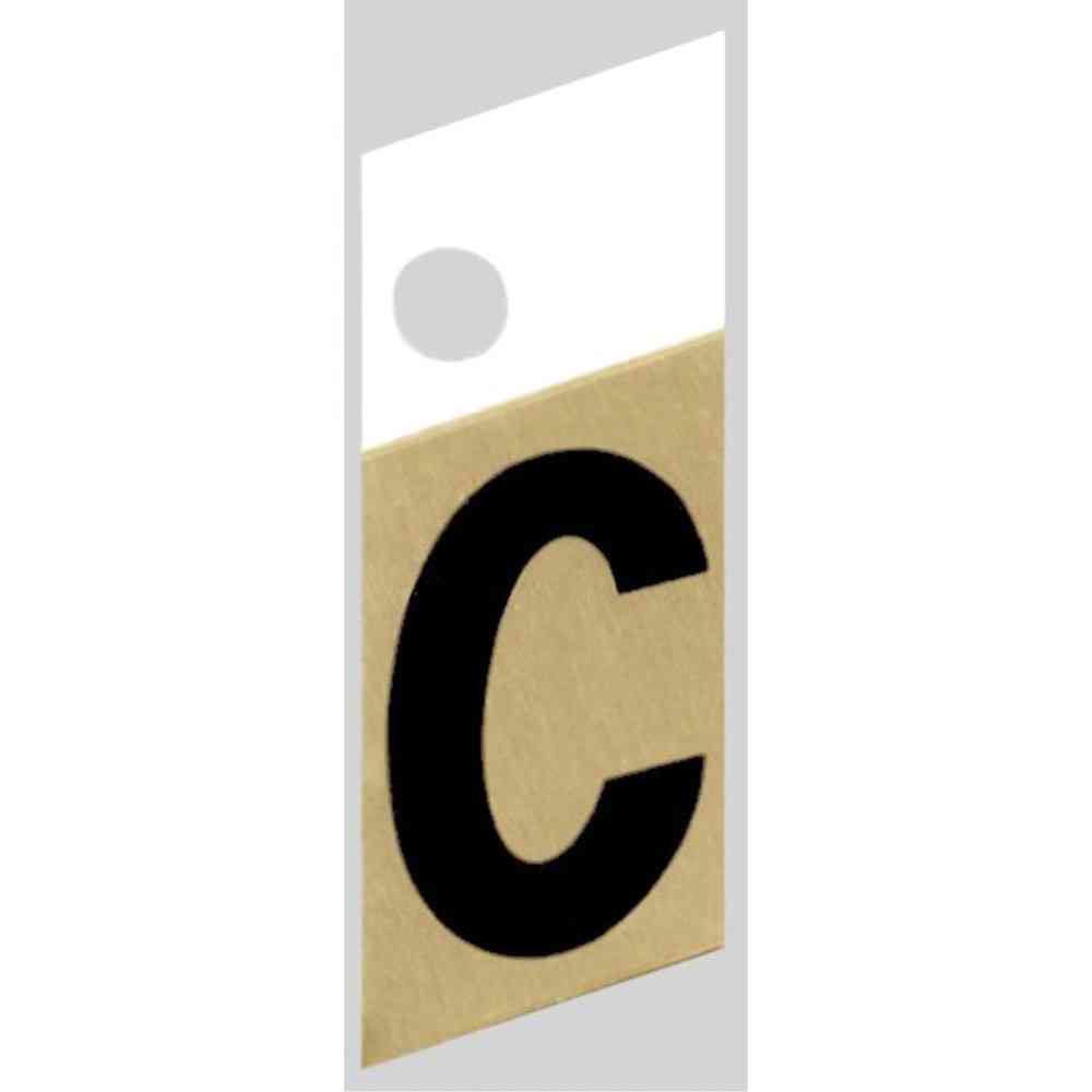 Main 1 - Slanted Aluminum Letter, 1", Character: C, Black/Gold - San Antonio Retail