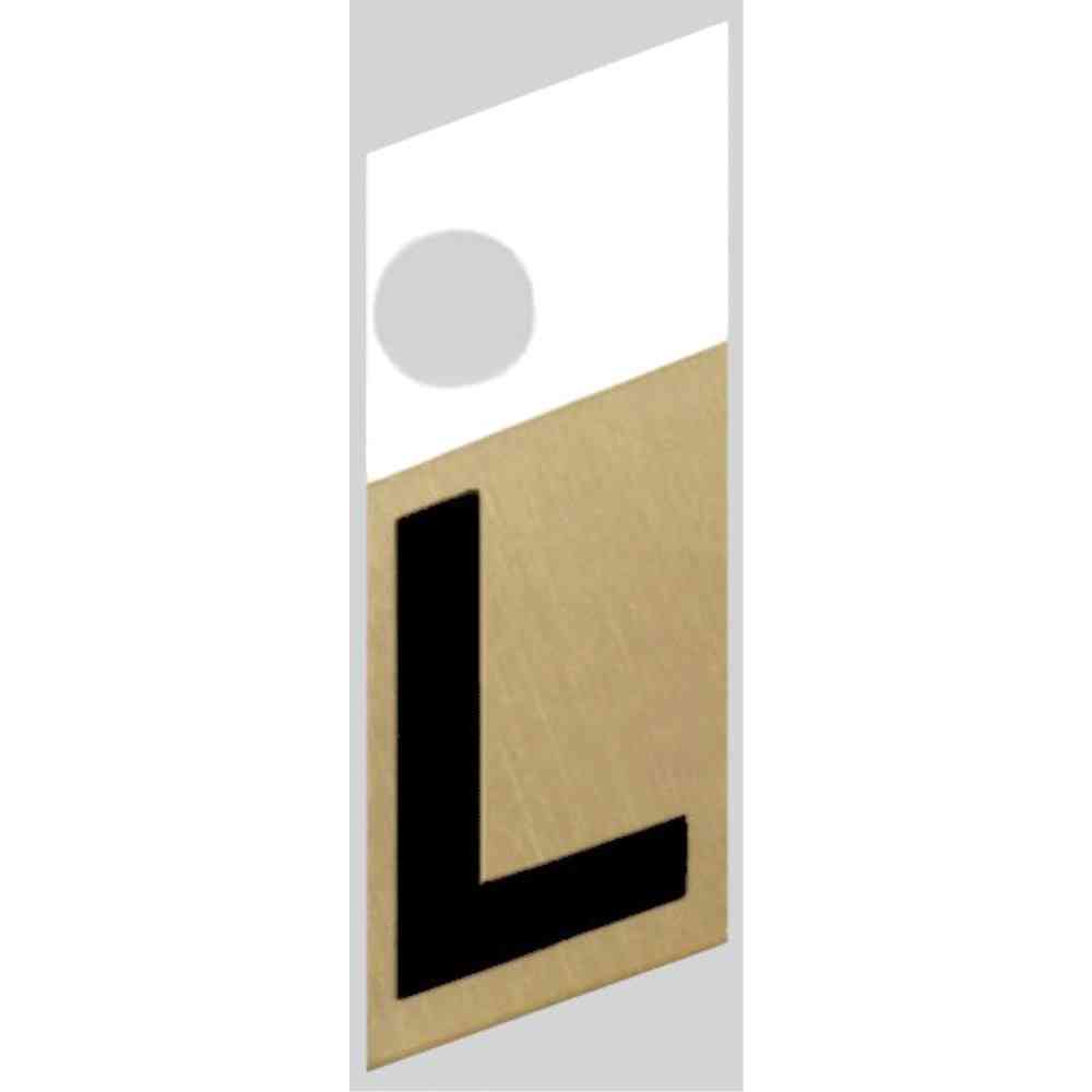 Main 1 - Slanted Aluminum Letter, 1", Character: L, Black/Gold - San Antonio Retail
