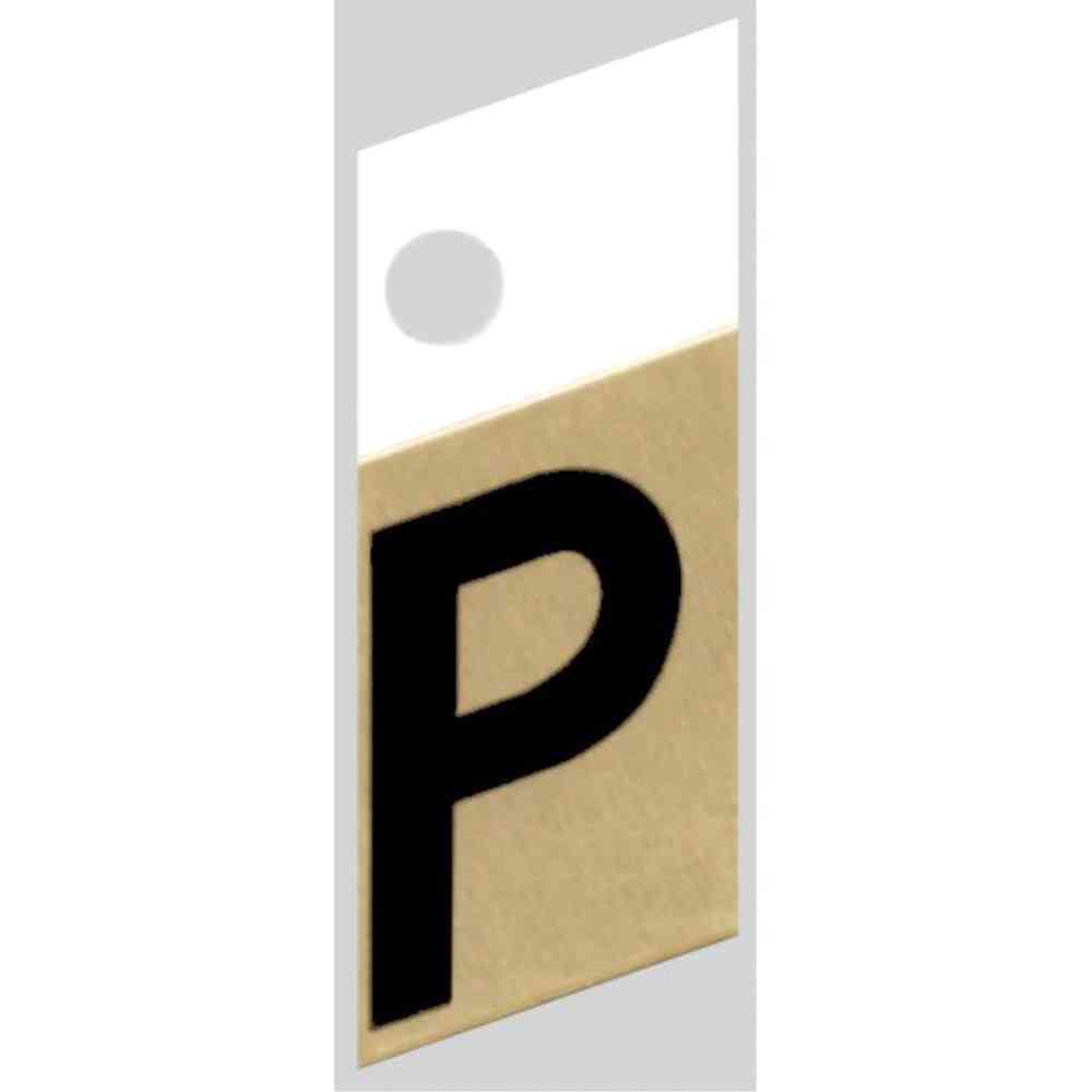 Main 1 - Slanted Aluminum Letter, 1", Character: P, Black/Gold - San Antonio Retail