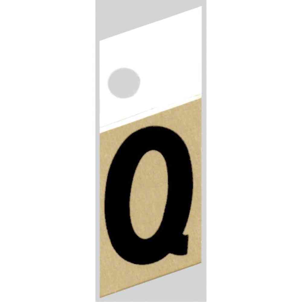 Main 1 - Slanted Aluminum Letter, 1", Character: Q, Black/Gold - San Antonio Retail