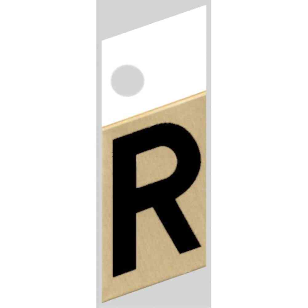 Main 1 - Slanted Aluminum Letter, 1", Character: R, Black/Gold - San Antonio Retail