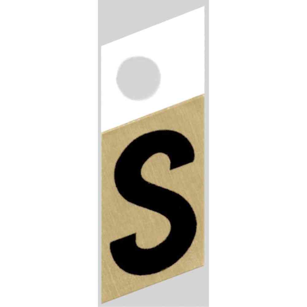 Main 1 - Slanted Aluminum Letter, 1", Character: S, Black/Gold - San Antonio Retail