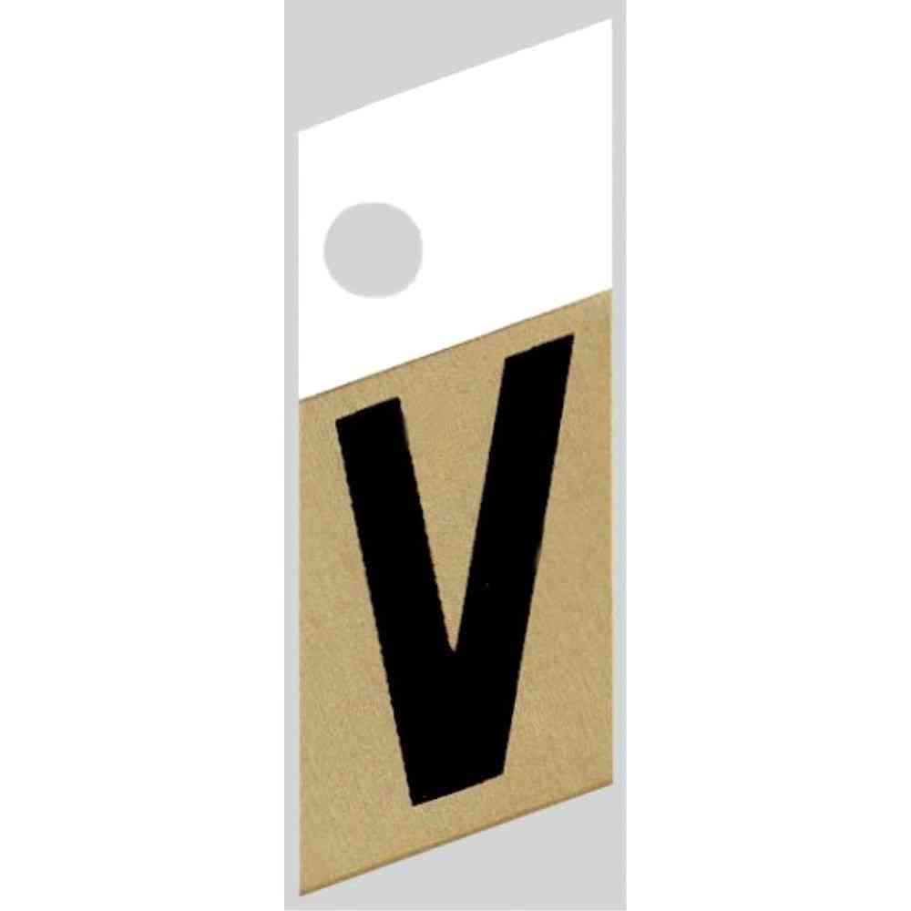 Main 1 - Slanted Aluminum Letter, 1", Character: V, Black/Gold - San Antonio Retail