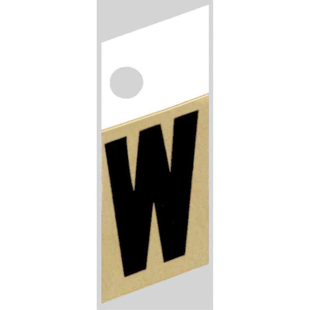 Main 1 - Slanted Aluminum Letter, 1", Character: W, Black/Gold - San Antonio Retail