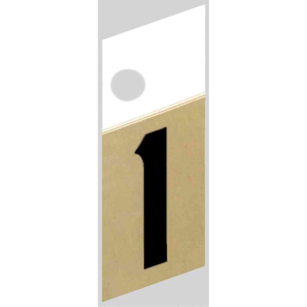 Main 1 - Slanted Aluminum Number, 1", Character: 1, Black/Gold - San Antonio Retail