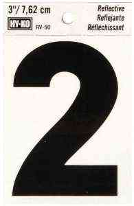 Main 1 - Reflective Vinyl Number, 3", Character: 2, Silver RV-50/2 - San Antonio Retail