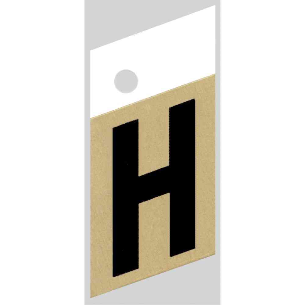 Main 1 - Slanted Aluminum Letter, 1-1/2", Character: H, Black/Gold - San Antonio Retail
