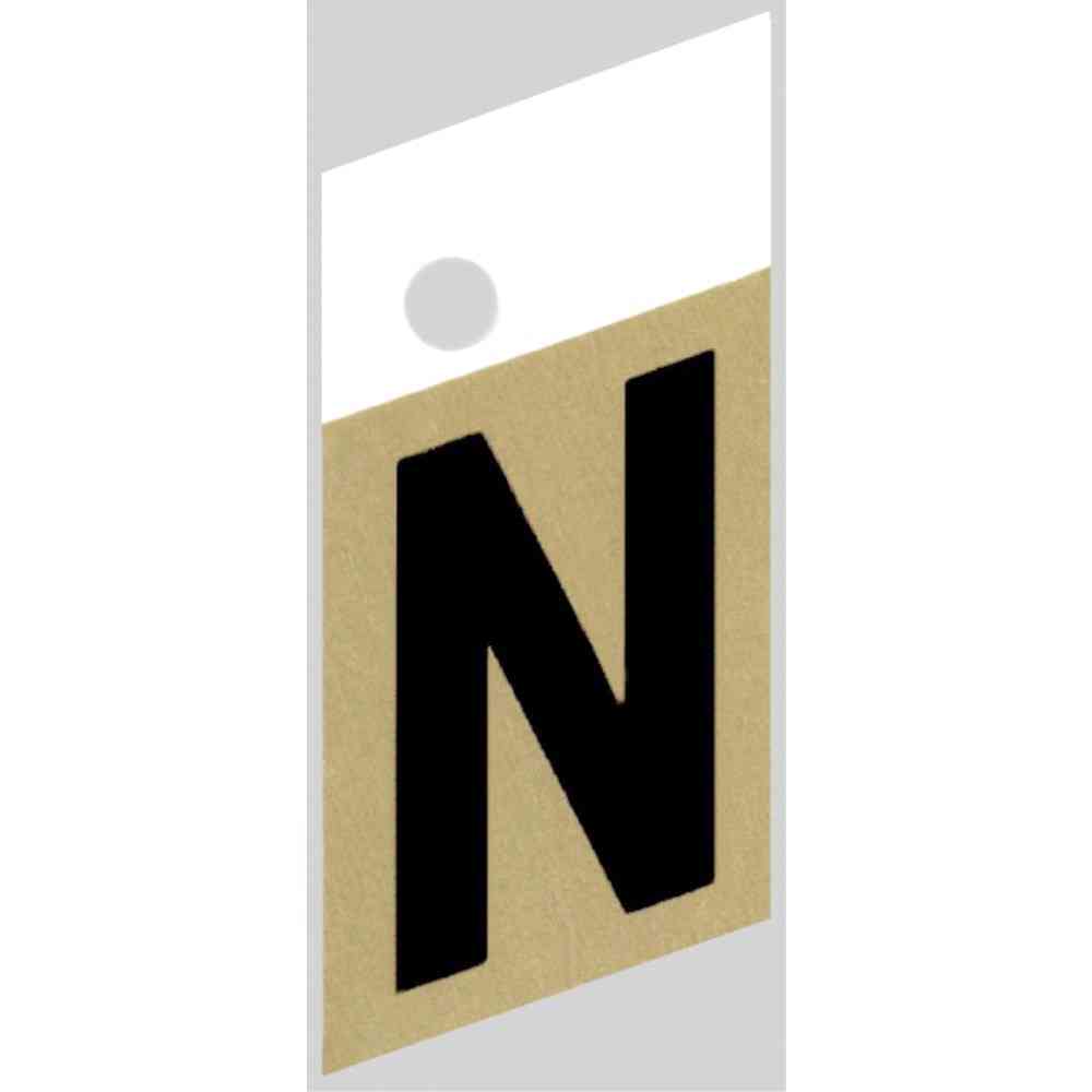 Main 1 - Slanted Aluminum Letter, 1-1/2", Character: N, Black/Gold - San Antonio Retail