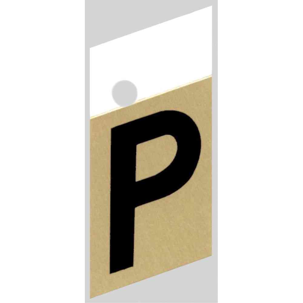 Main 1 - Slanted Aluminum Letter, 1-1/2", Character: P, Black/Gold - San Antonio Retail