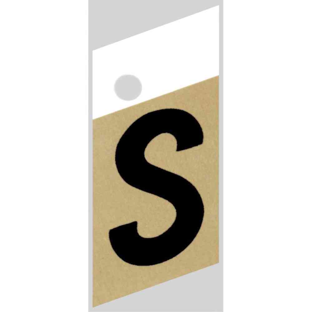 Main 1 - Slanted Aluminum Letter, 1-1/2", Character: S, Black/Gold - San Antonio Retail