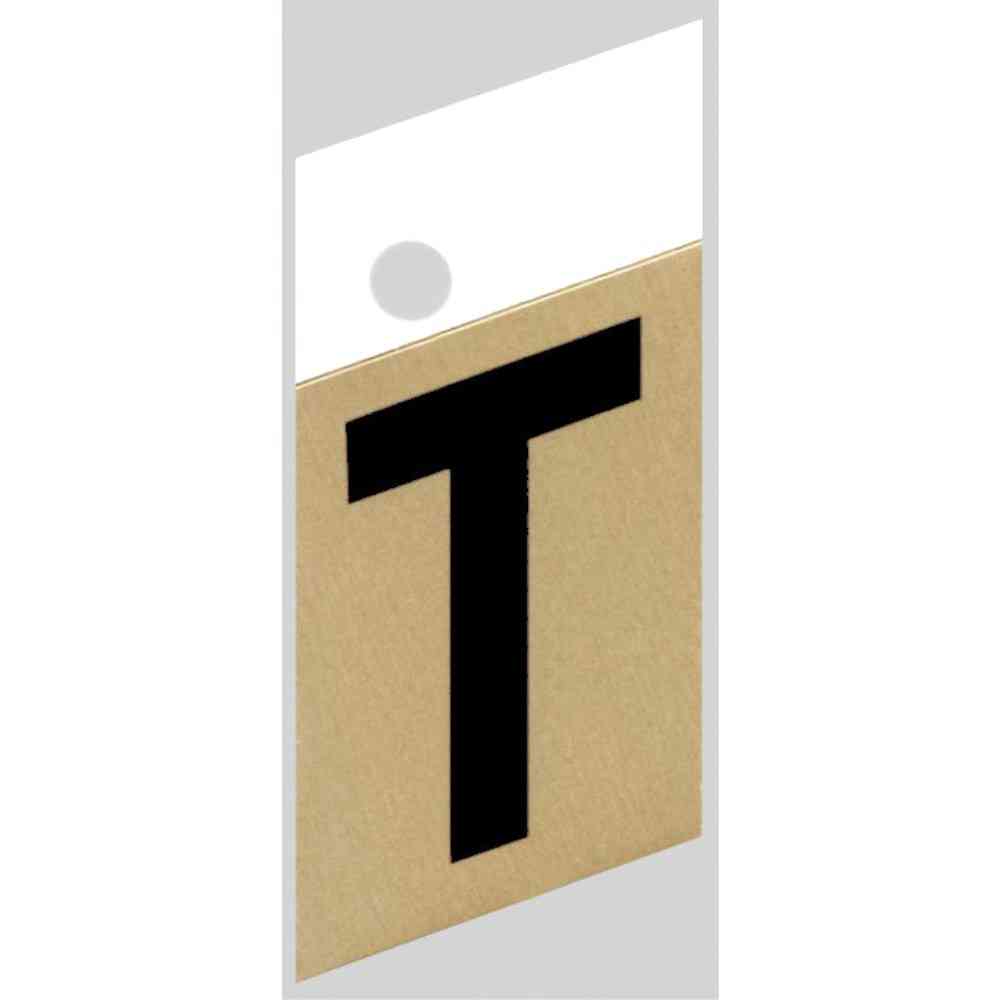 Main 1 - Slanted Aluminum Letter, 1-1/2", Character: T, Black/Gold - San Antonio Retail