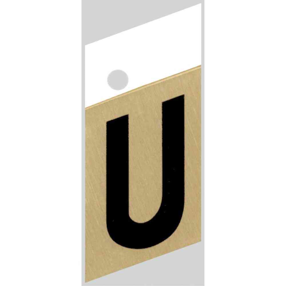 Main 1 - Slanted Aluminum Letter, 1-1/2", Character: U, Black/Gold - San Antonio Retail
