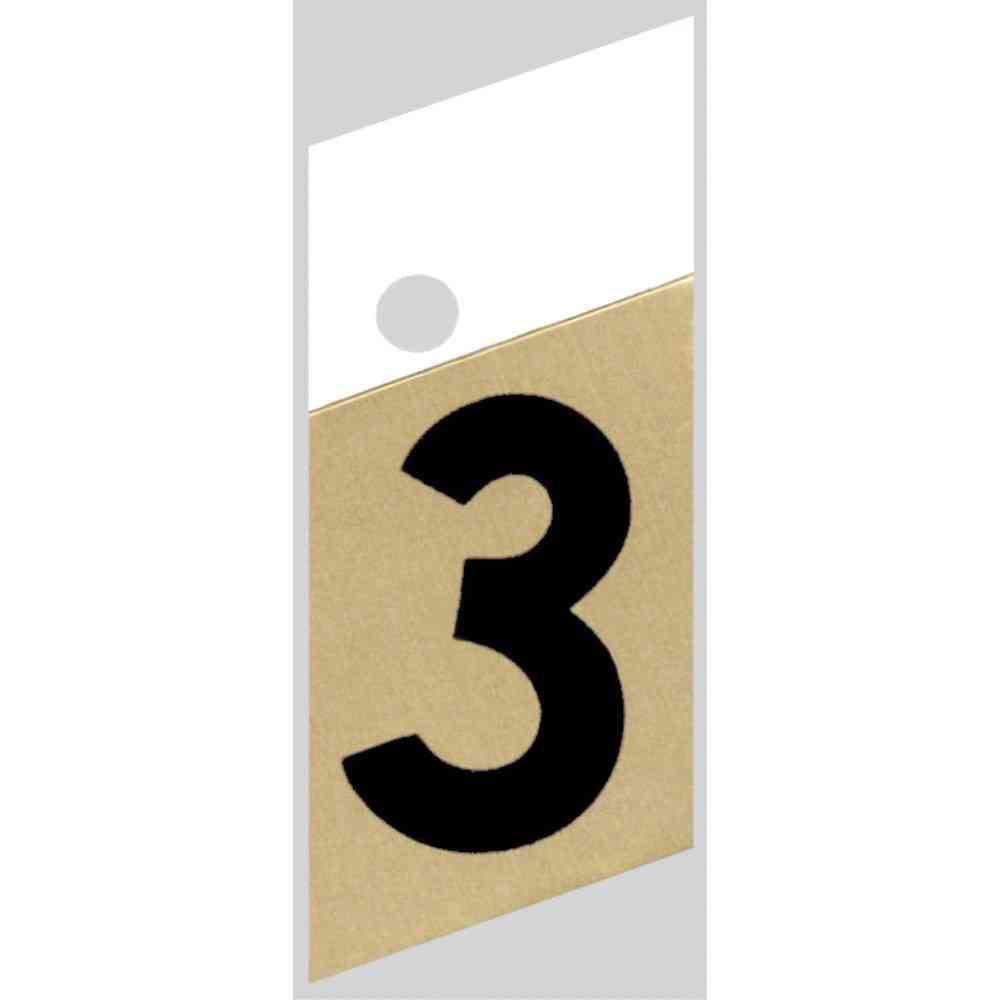 Main 1 - Slanted Aluminum Number, 1-1/2", Character: 3, Black/Gold - San Antonio Retail