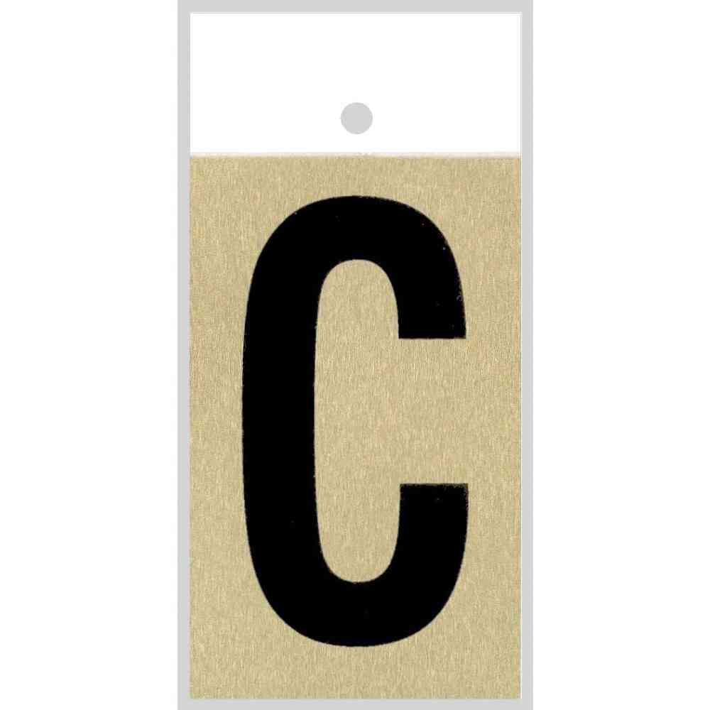 Main 1 - Straight Aluminum Letter, 2", Character: C, Black/Gold - San Antonio Retail