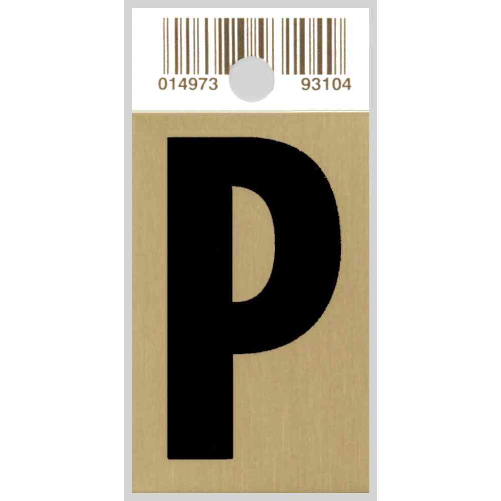 Main 1 - Straight Aluminum Letter, 2", Character: P, Black/Gold - San Antonio Retail
