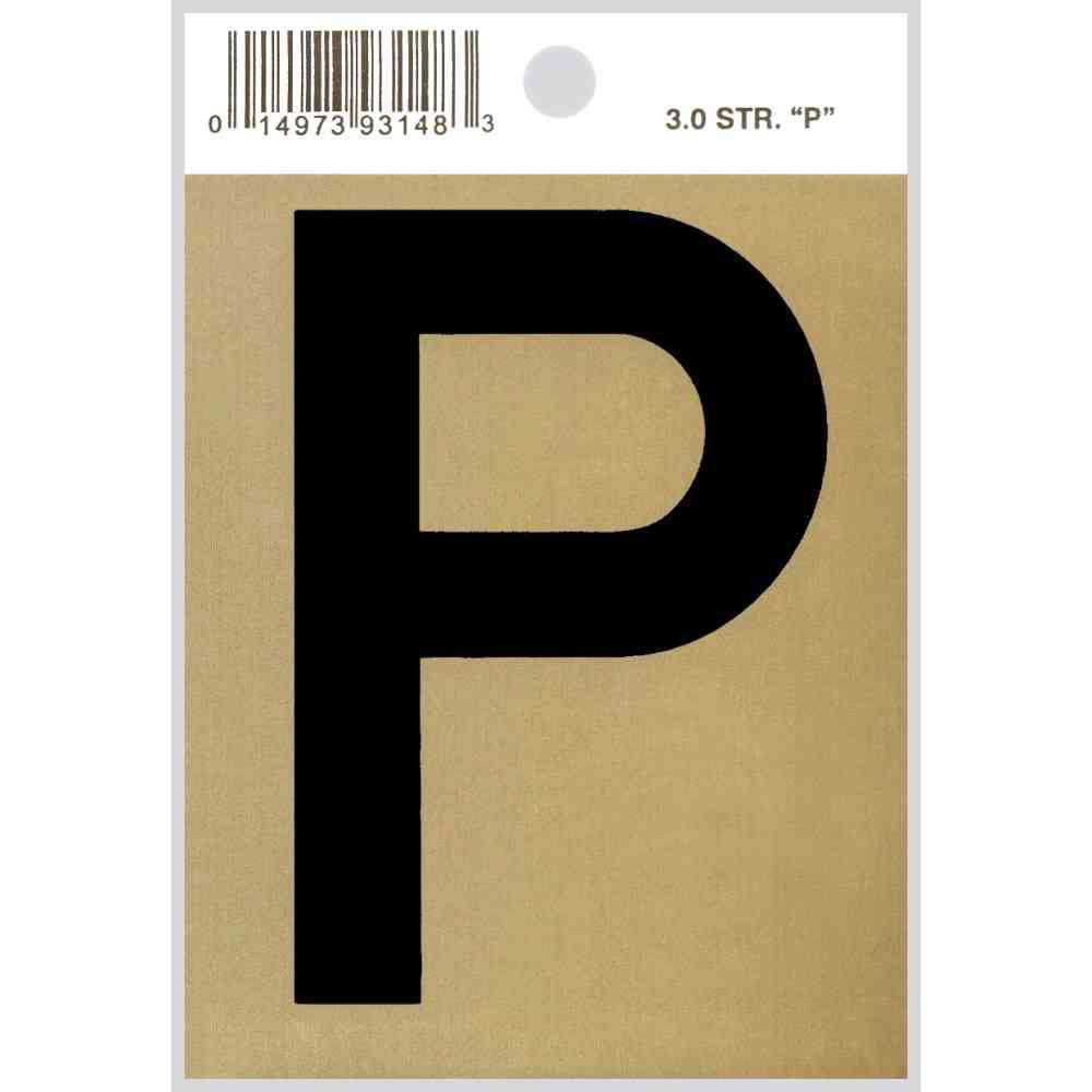 Main 1 - Straight Aluminum Letter, 3", Character: P, Black/Gold - San Antonio Retail