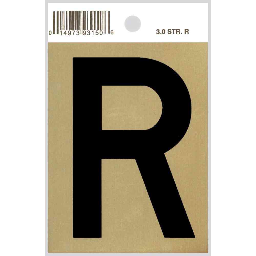 Main 1 - Straight Aluminum Letter, 3", Character: R, Black/Gold - San Antonio Retail
