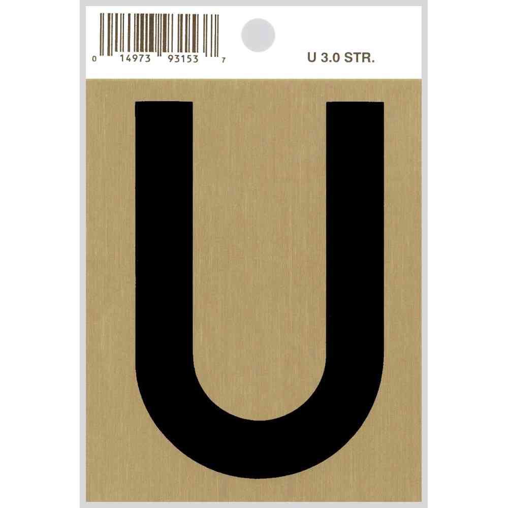 Main 1 - Straight Aluminum Letter, 3", Character: U, Black/Gold - San Antonio Retail