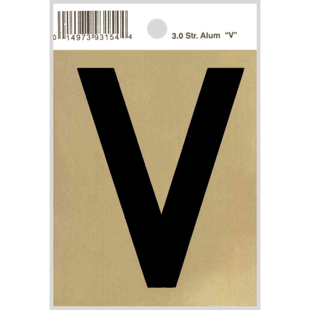 Main 1 - Straight Aluminum Letter, 3", Character: V, Black/Gold - San Antonio Retail