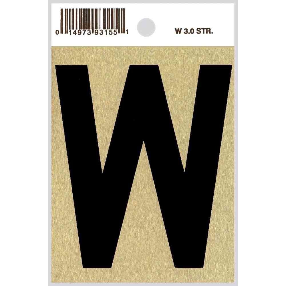Main 1 - Straight Aluminum Letter, 3", Character: W, Black/Gold - San Antonio Retail