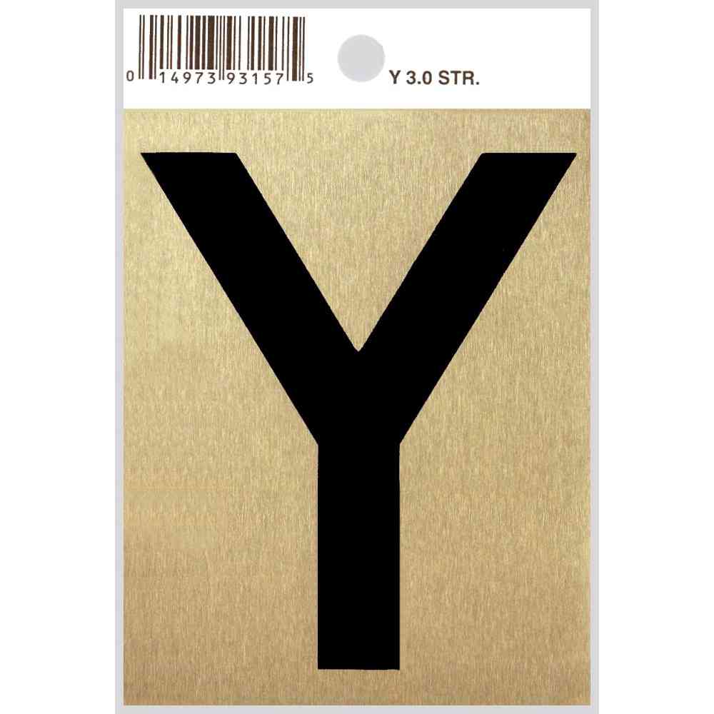 Main 1 - Straight Aluminum Letter, 3", Character: Y, Black/Gold - San Antonio Retail