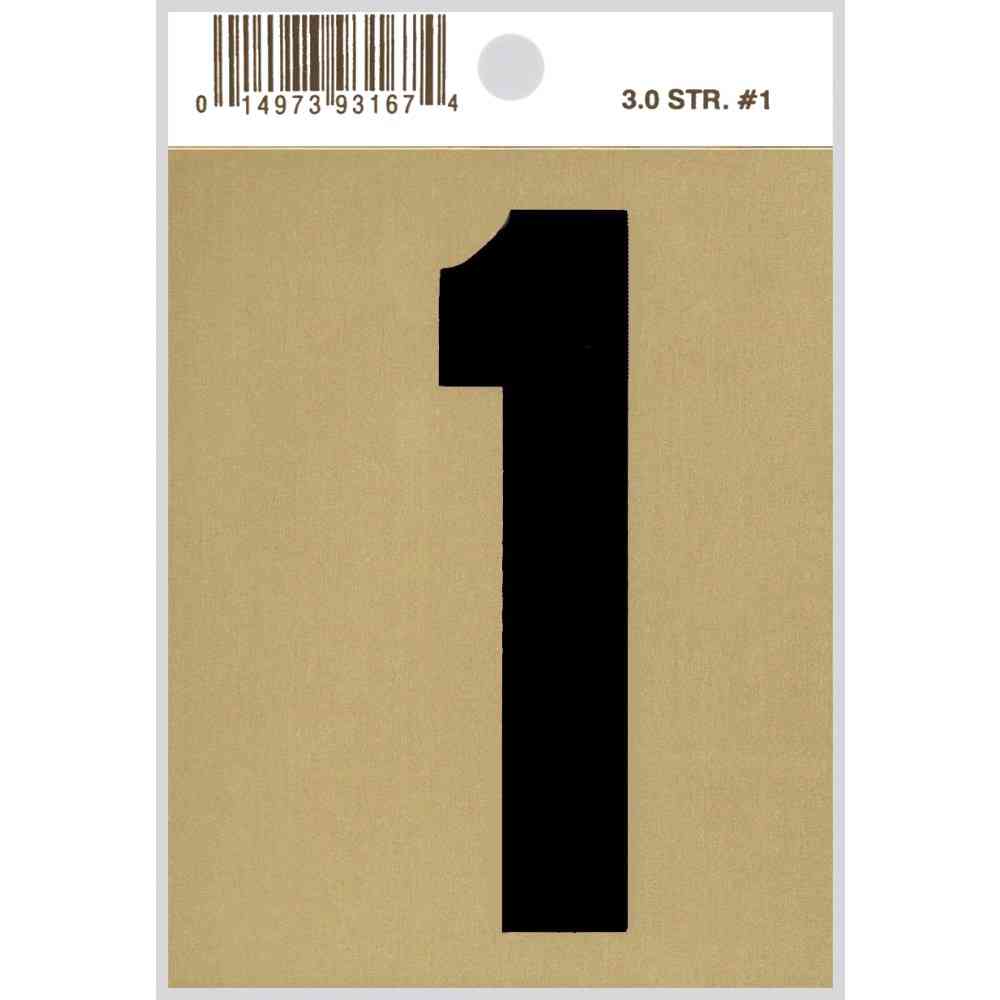 Main 1 - Straight Aluminum Number, 3", Character: 1, Black/Gold - San Antonio Retail
