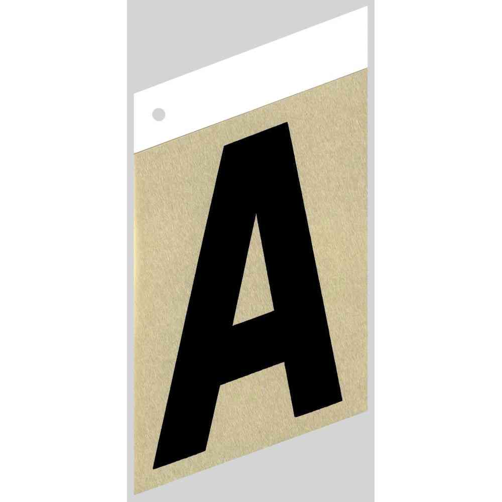 Main 1 - Slanted Aluminum Letter, 3", Character: A, Black/Gold - San Antonio Retail