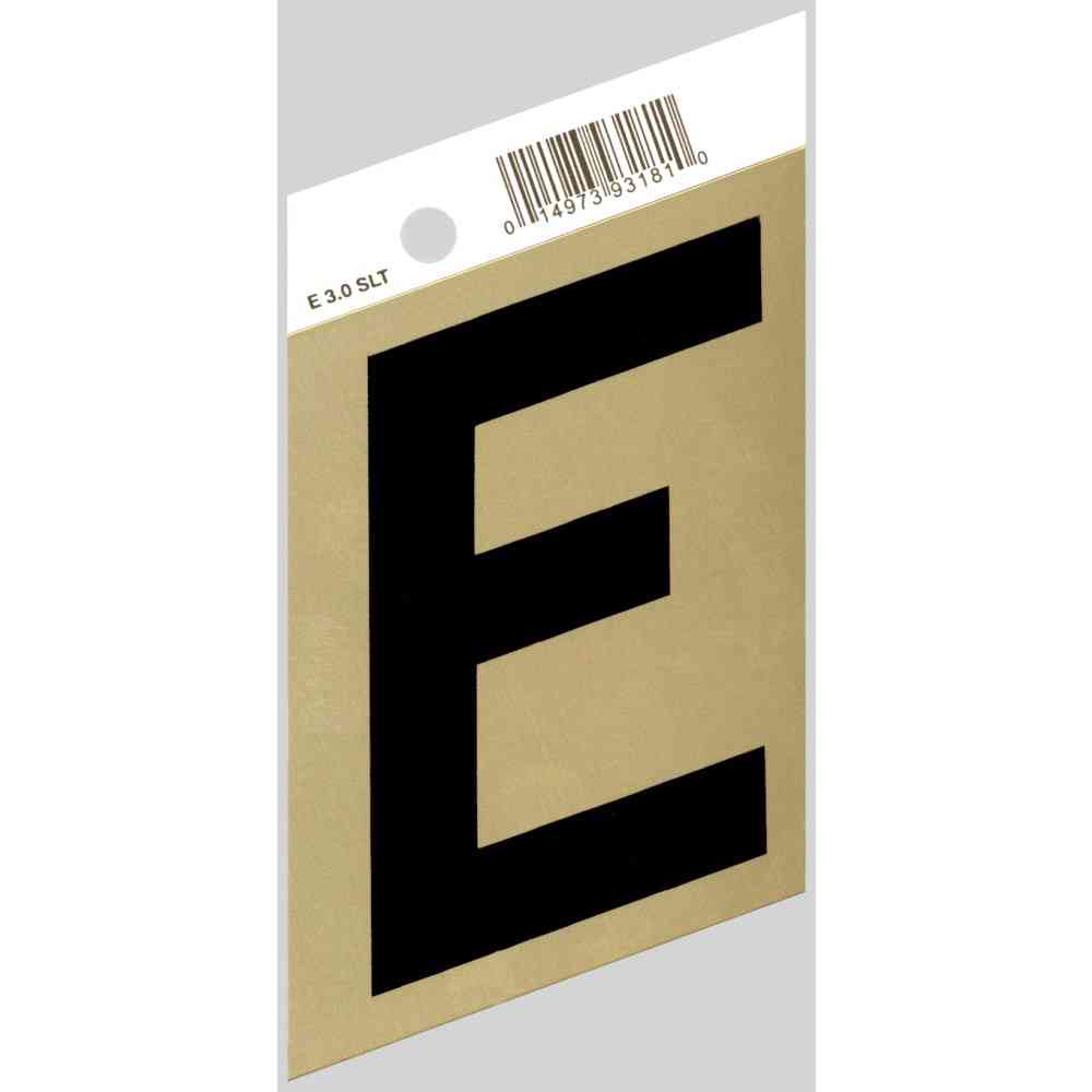 Main 1 - Slanted Aluminum Letter, 3", Character: E, Black/Gold - San Antonio Retail